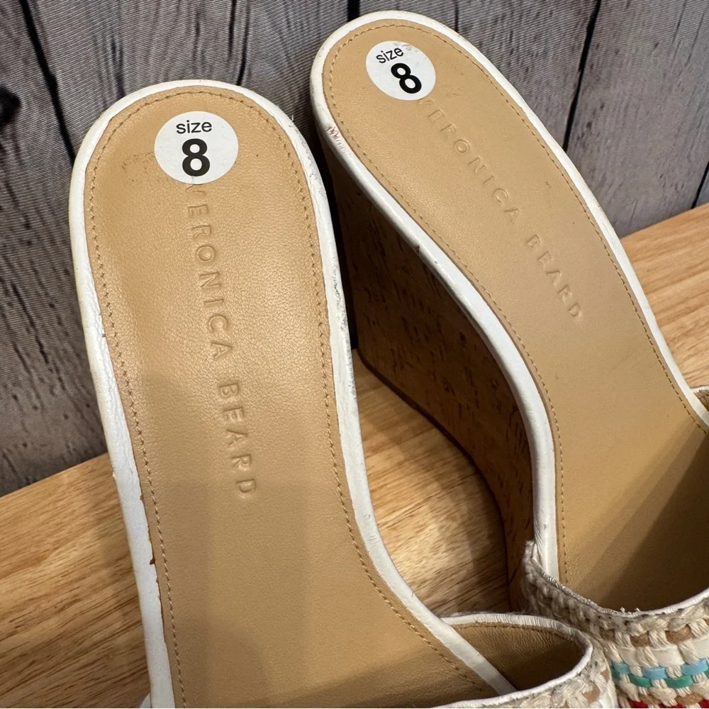 Veronica Beard Rainbow Raffia Cork Wedge Platform Sandals Size 8 New Vacation